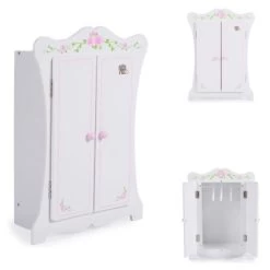 MONI Puppenkleiderschrank PH12B011 Holz, Maße 42,5 X 22 X 57 Cm, 3 Kleiderbügel Puppenmöbel